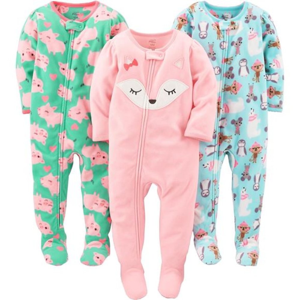 Toddlers and Baby Girls Boys - Loose-Fit Flame Resistant Fleece Footed Pajamas